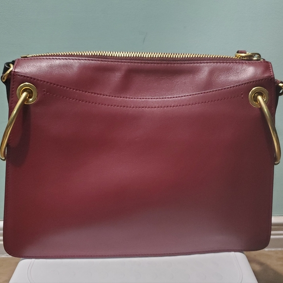 NWT CHLOÉ Medium Roy Red Plum Purple Suede Leather Black Strap Shoulder Bag - Picture 8 of 16